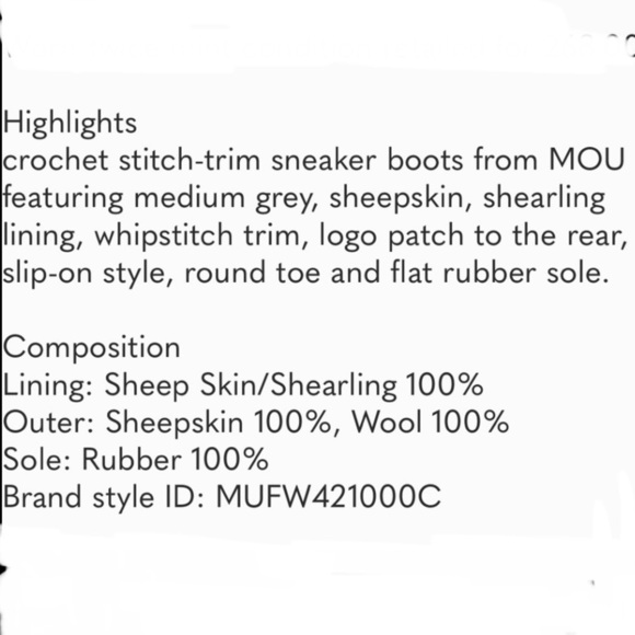 Mou Leather Shearling Crochet Stitch Extra Tall Boots Grey Platform Sole Size 5 - Picture 11 of 11